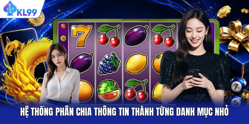 Hệ thống phân chia thông tin thành từng danh mục nhỏ